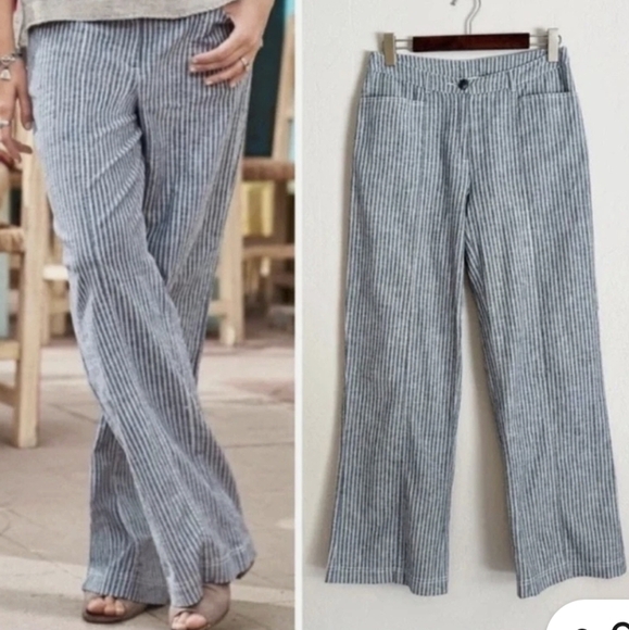 Sundance Pants - Sundance striped linen wide leg pants Trousers sz 10 *C7